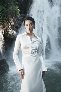 En stock vêtements pour femmes robe robe à manches longues robe de jour Audrey tissu de haute qualité vêtements pour femmes blanc fabricant vietnamien - Product Image 3