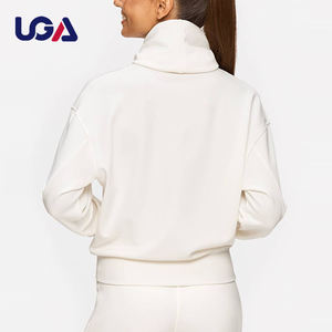 Sudadera holgada de 2 piezas con cuello de <span class=keywords><strong>tortuga</strong></span> de Color sólido personalizada para mujer, Conjunto de sudadera deportiva de talla grande con cordón para mujer - Product Image 2