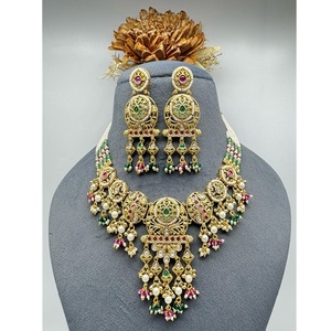 Bijoux de mariée indiens traditionnels Kundan collier ensemble pour femmes filles Kundan tour de cou pour les mariages fêtes - Product Image 1