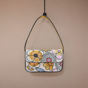 Bolso de Mano de Moda para Fiesta de Noche, Bordado por Diseñador, Hecho a Mano, con Cuentas Florales, Mini Bolso de Hombro, Acabado Premium - Product Image 5