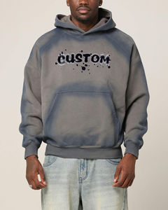 Personalizar peso pesado 100% algodón francés Terry sudaderas con capucha para hombre lavado con ácido bordado personalizado diseño parte inferior gruesa cremallera rápida - Product Image 2