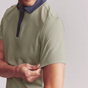 Ropa de golf Premium Camisetas de polo Bloque de color Premium Transpirable Hombres 100% Algodón Manga corta Camisetas de polo antiarrugas - Product Image 5