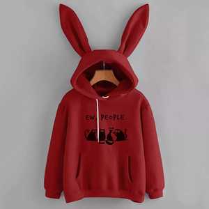 Sweat-shirt décontracté pour femme imprimé oreille de lapin pull à capuche à manches longues chemisier haut - Product Image 3