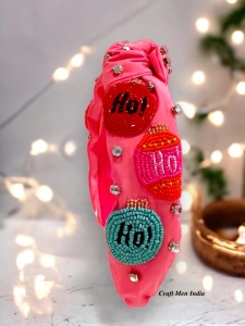 Wholesale Custom Luxury Fashion Crystal Hairband for Girls/Women Christmas-Themed Embellished Knotted Fabric <b>Headband</b> - Product Image 3