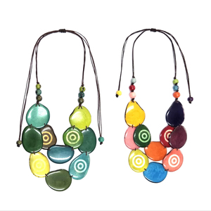 Handmade Tagua Bead <b>Necklace</b> – Eco-Friendly <b>Statement</b> Jewelry with Vegetable Ivory Beads in Bold Artistic Colors - Product Image 1