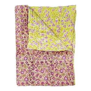 Edredón Reversible de Algodón Katha de Primera Calidad, 60 x <span class=keywords><strong>90</strong></span> Pulgadas, Estampado Floral, Jaipur Razai, Acolchado a Mano, Tradicional para el Hogar - Product Image 5