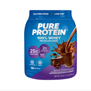 Pure <b>Protein</b> 100% Whey <b>Protein</b> Powder, Rich Chocolate, 25 g <b>Protein</b>, 1.75 lb - Product Image 1