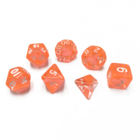 Ensemble de dés polyédriques en résine écologique de 16 mm avec logo personnalisé gravé, 7 pièces, doré à chaud, jaune, coins arrondis, pour D&D
