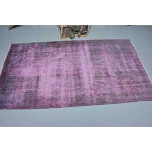 พรมตุรกีวินเทจ ขนาด 3.6x6.4 ฟุต พรมสีพื้นประดับชมพู - Product Image 3