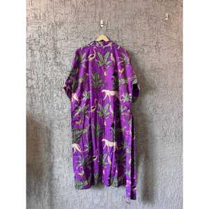 Robe Kimono Ethnique en Coton Faite à la Main, Légère, Imprimé Indien, Peignoir Demi-Long Tissé Doux à Motifs Géométriques pour l'Été Décontracté - Product Image 4