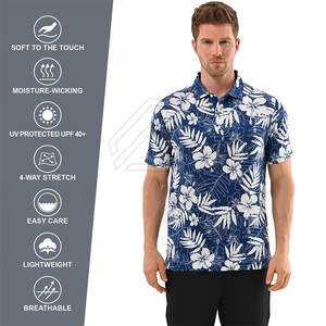 เสื้อกอล์ฟสำหรับผู้ชายพิมพ์โลโก้เสื้อยืดโพลีเอสเตอร์พิมพ์ลายผ้าสแปนเด็กซ์ผ้าถักลายสีทึบ - Product Image 4