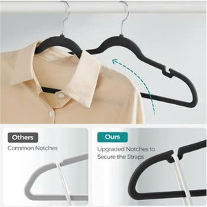 ไม้แขวนเสื้อผ้ากำมะหยี่สีดำแบบโมเดิร์น กันลื่น มีรอยบากที่ไหล่ ตะขอหมุนได้ 360 องศา หนา 0.2 นิ้ว สำหรับแขวนกางเกงในตู้เสื้อผ้า - Product Image 6