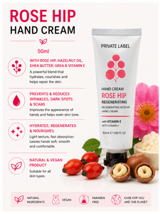 Crema de Manos de Rosa Mosqueta de Marca Privada 50ml OEM |   Crema de Manos Reparadora Hidratante Antienvejecimiento |   Absorción Rápida España UE - Product Image 2