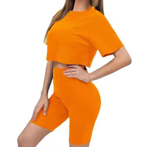 Ropa de mujer de talla grande personalizada, conjuntos de 2 piezas, camisas gráficas de entrenamiento, conjuntos cortos para mujer, conjunto de dos piezas para mujer, verano 2025 - Product Image 2