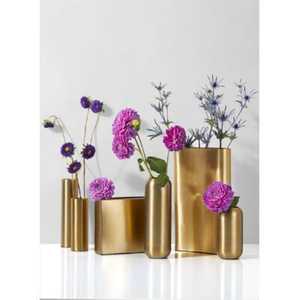 MODERN Gold Metal <b>Flower</b> Vase Fluted Geometric Design Centerpiece <b>Tall</b> Ribbed Decorative Vase for Living Room Decor <b>Flower</b> <b>Pot</b> - Product Image 4