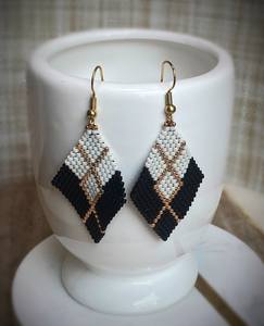 Boho <b>bead</b> earrings with <b>turquoise</b> design andy cascading fringe, unique jewelry gift - Product Image 2