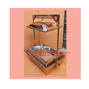 Plato de frotamiento de cobre Rectangular de lujo Calentador de alimentos de buffet de acero inoxidable pulido dorado para eventos de hotel y catering - Product Image 2