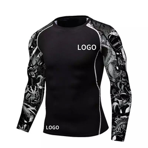 Custom Logo Long Sleeve Rash Guard with sustainable Sun Protection for Compression Shirt Quick Dry <b>Surf</b> Swim Tops Men Rash guard - Product Image 2
