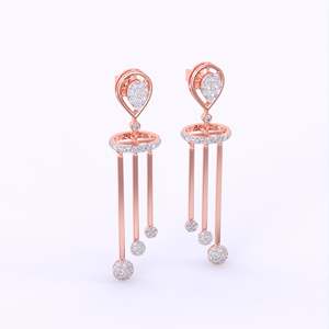 Dewdrop Symphony Danglers en oro blanco amarillo sólido de 14K VS Lab Grown Diamond Dangle Earring Joyería fina del vendedor indio - Product Image 1