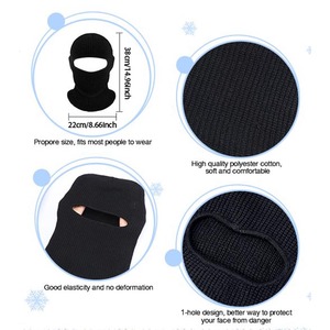 Calidad Premium personalizar bordado Logo tejido 1 Agujero pasamontañas máscaras de esquí Color personalizado transpirable Unisex hombres ropa al aire libre - Product Image 6