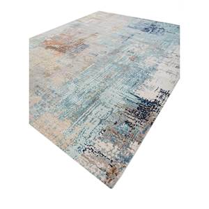 Alfombra Kavi Azul de Lana y Seda de Bambú Anudada a Mano, Colección Project Error, Patrón Abstracto para Uso Doméstico, Esk-439 - Product Image 2