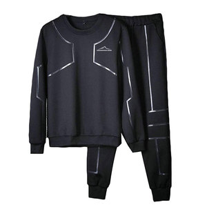 Ensemble de survêtements pour hommes en coton 100% écologique, chaud et confortable, deux pièces, pour les occasions décontractées et les activités de plein air - Product Image 1