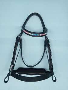 Bride de cheval d'endurance de luxe en cuir de qualité noir blanc confortable équipement d'équitation de compétition bon pour les spectacles d'entraînement - Product Image 4