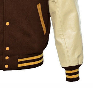 Chaqueta de béisbol de alta calidad personalizada costura Chenille parche bordado Stand Collar Letterman College chaqueta de béisbol para hombres - Product Image 5