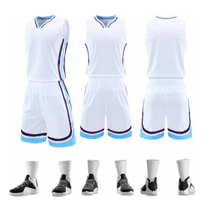Uniforme de Baloncesto Sublimado Personalizado, Camiseta sin Mangas Blanca de Tres Cuartos, Pantalones Cortos, Transpirable, de Poliéster, Unisex, para Verano - Product Image 6