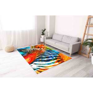 Tapis imprimé zèbre - Tapis d'entrée 3D coloré à motif animal, tapis d'escalier, tapis en chenille - Product Image 3