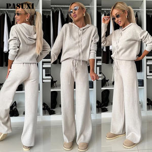 PASUXI Nuovo Completo Invernale Casual da <span class=keywords><strong>Donna</strong></span> con Maglione a Collo Alto e Maniche Lunghe Lavorato a Trecce e Pantaloni Larghi Abbigliamento Autunno Inverno - Product Image 2