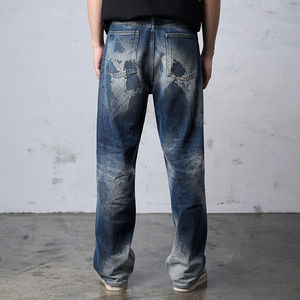 กางเกงยีนส์ผู้ชายผ้าฝ้าย100%, กางเกงยีนส์ลำลองทรงหลวมสำหรับฤดูหนาว - Product Image 3