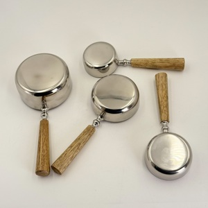 Portable Stainless Steel <b>Measuring</b> <b>Cups</b> with Wooden Handle for Powder and Water <b>Measuring</b> <b>Cup</b> Scoop in Lowest Price in India - Product Image 5