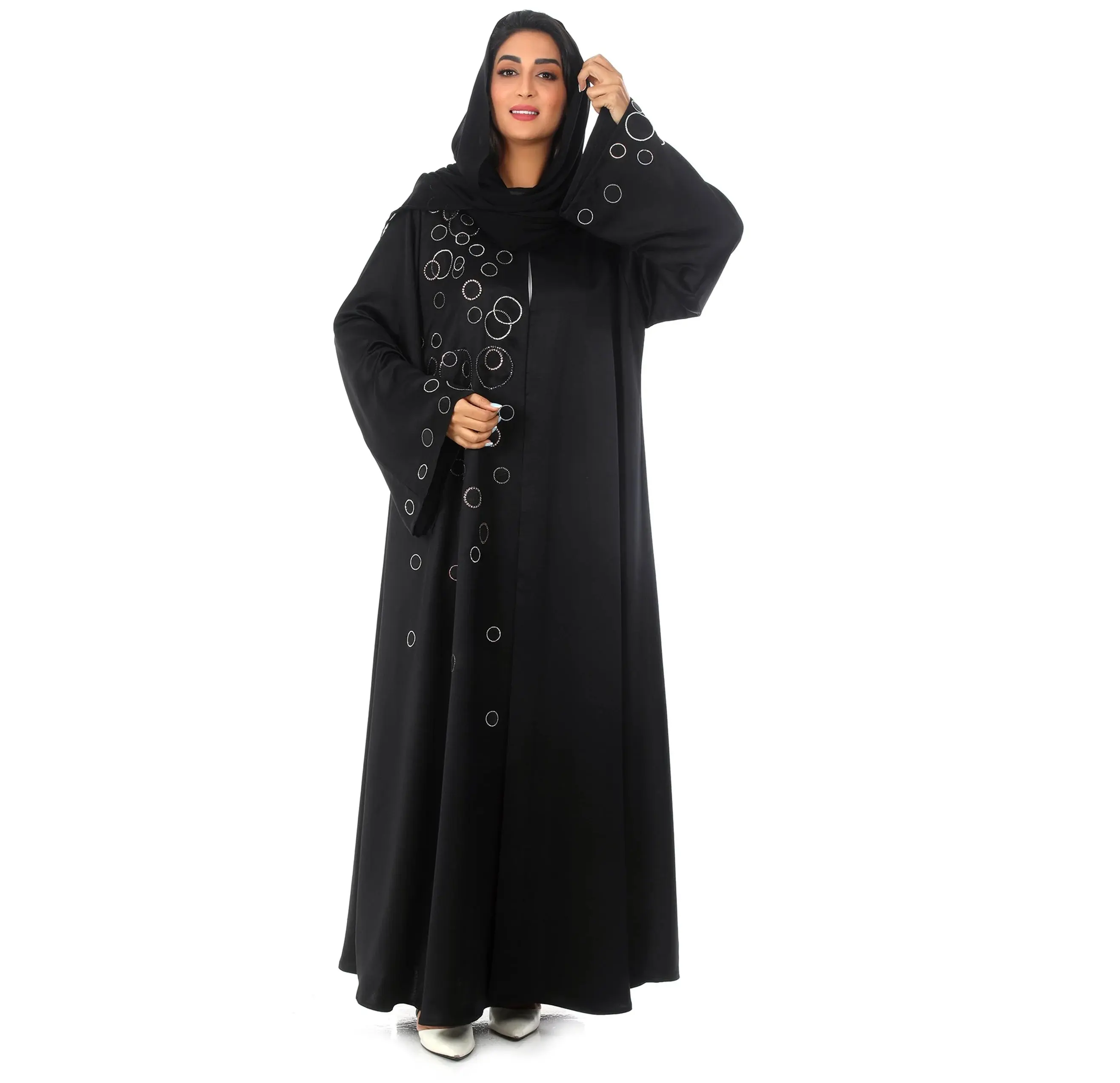 Respirável Cor sólida Frente Fechado bom Tecido Abaya com outras cores disponíveis vestido islâmico abaya kaftan