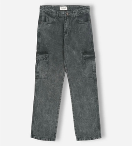 กางเกงยีนส์ทรงหลวมสำหรับผู้ชายแบบสั่งทำกางเกงยีนส์ทรงหลวมมีหกกระเป๋าทรงตรงด้านล่างดีไซน์สตรีทแวร์และการผลิตผ้าเดนิมระดับพรีเมียม - Product Image 1