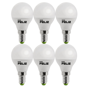 Bombilla LED de Cristal G45 Redonda 3W-9W 3000K E14 para Uso Residencial con Sensor de Luz CRI 80 Paquete de 6 Don Feliz - Product Image 1