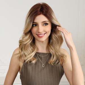 Remi-DWY Free Part for Ombre Blonde Mid-Length Glueless Synthetic <b>Wig</b> Transparent Lace Front Mono Lace Front Free Part - Product Image 2