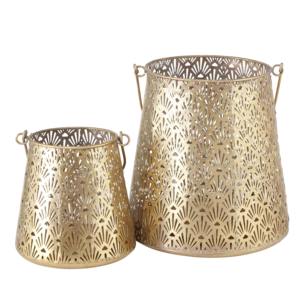 Farol de Metal Calado con Acabado Dorado, Perfecto para Decoración de Jardín, Interior, Exterior, Ambiente del Hogar, Mesa y Regalos de la India - Product Image 1