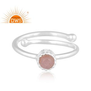 แหวนพลอยธรรมชาติสีพีชมูนสโตนดีไซน์ใหม่ล่าสุดทำจากเงินสเตอร์ลิงออกแบบได้ตามต้องการผู้ผลิตเครื่องประดับตามต้องการ - Product Image 2