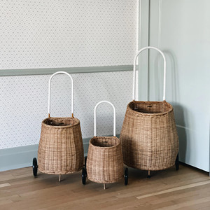 Recién llegados, bolso trolly de tendencia caliente, juego de equipaje, mochilas escolares en movimiento de ratán tejidas a mano, cestas con ruedas para niños - Product Image 6
