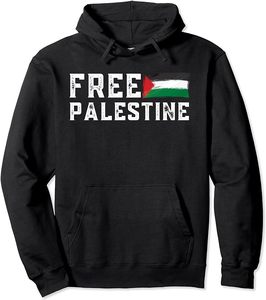 Sudadera con capucha de algodón puro de Palestina, sudadera de lana, diseño árabe bordado de Palestina, ropa de hombre de invierno teñida lisa con cuentas - Product Image 2