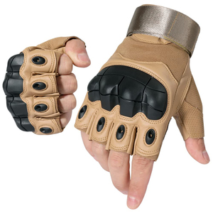 Guantes Tácticos Negros de Medio Dedo con Protección de Nudillos de PU, Transpirables, Unisex, para Ciclismo, Escalada y Caza al Aire Libre - Product Image 2