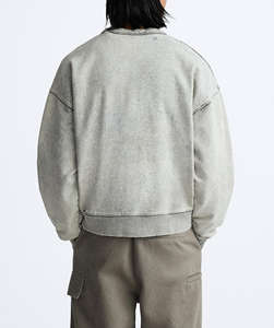 Sweat-shirt à col rond, coupe ample, effet vieilli, lavage vintage, personnalisé, en vente chaude, sweat-shirt vintage délavé à l'acide pour hommes - Product Image 3