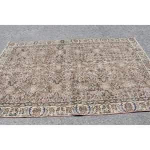 พรมขนสัตว์ตุรกีสีเบจ5x8.5ft คลาสสิกเป็นมิตรกับสิ่งแวดล้อมกองขนาดกลางการเย็บปะติดปะต่อกันการออกแบบทางเข้าห้องนั่งเล่นห้องโถง - Product Image 3