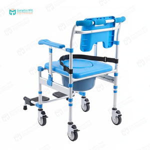 Chaise <span class=keywords><strong>de</strong></span> toilette mobile MKD modèle 5222, <span class=keywords><strong>fauteuil</strong></span> <span class=keywords><strong>de</strong></span> douche, siège en PU souple, accoudoirs rabattables, chaise <span class=keywords><strong>de</strong></span> toilette pliable en aluminium, roulettes, 150 kg - Product Image 3