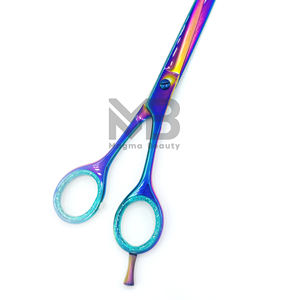 สีรุ้งมาใหม่ใบมีดสแตนเลสด้ามกลมกรรไกรซอยบางและกรรไกรตัดผมมืออาชีพ - Product Image 6