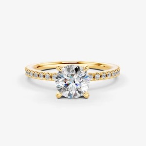 Continuous Round Solitaire Diamond Band <b>Ring</b> 0.92 <b>Carat</b> EF-VVS2 Excellent Cut In 14K Solid <b>Gold</b> Wedding Anniversary Gift - Product Image 3
