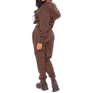 Femmes automne hiver pantalons de survêtement ensemble épais polaire survêtement avec fermeture éclair à capuche 100% coton survêtement écologique survêtement 2026 - Product Image 3