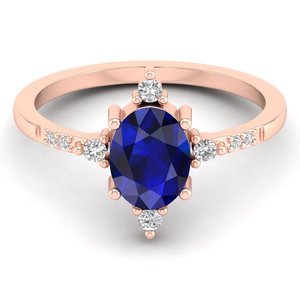 REYES Oval Cut 1.25Ct Blue Sapphire Gemstone Statement Fine Jewelry in 925 Sterling Silver Moissanite Wedding Promise Rings - Product Image 1