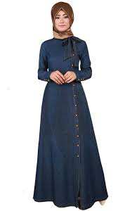 Robe de bal Abaya d'hiver en denim modeste sur mesure aux États-Unis, silhouette avec taille naturelle, design élégant, super prix de gros - Product Image 4